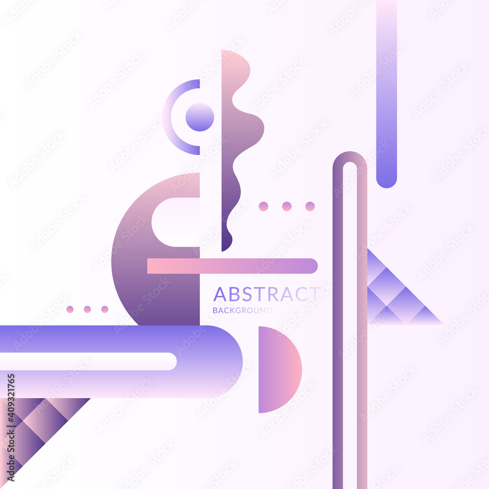 A surreal composition of different abstract and geometric shapes in pastel colors. Vector illustration and template.