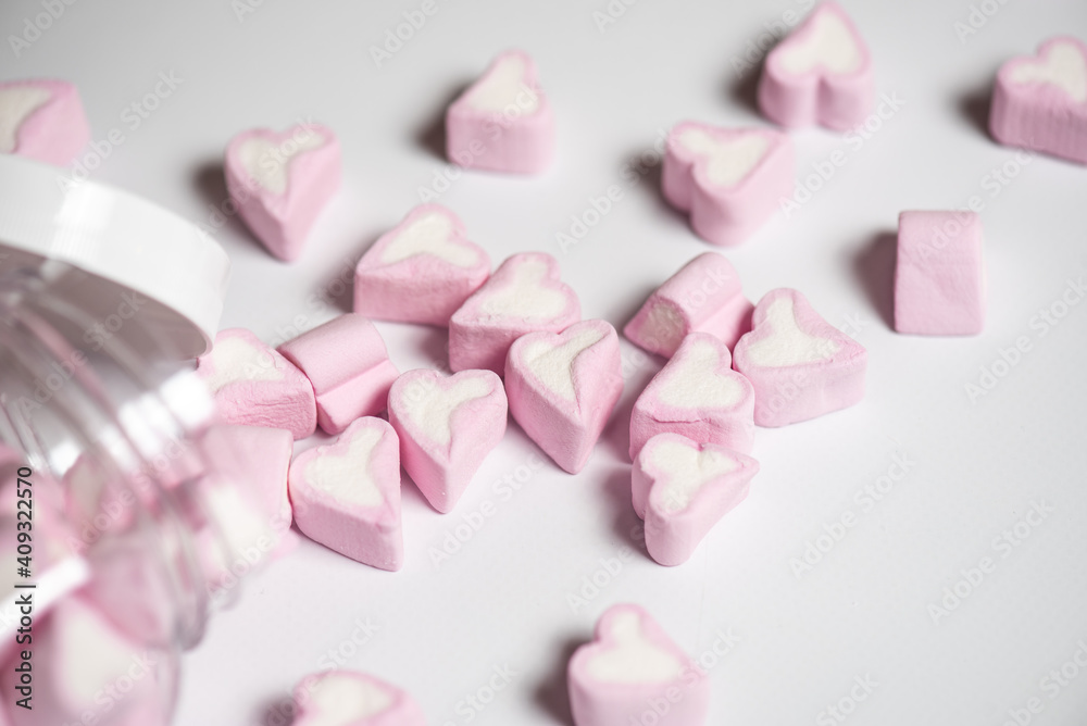 Marshmallows in the shape of a heart for Valentine's Day Marshmallows in the shape of a heart for Valentine's Day