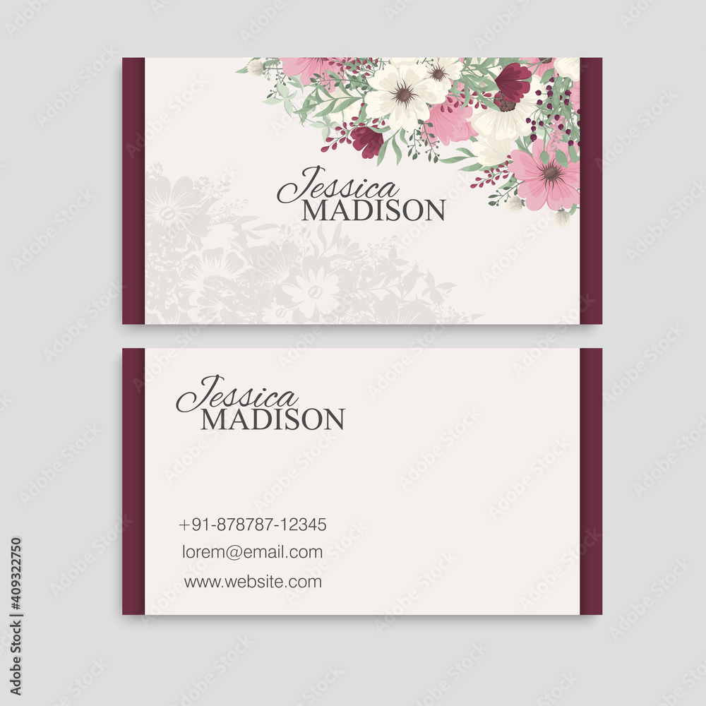 Business Card. Vintage decorative elements. Ornamental floral business cards.