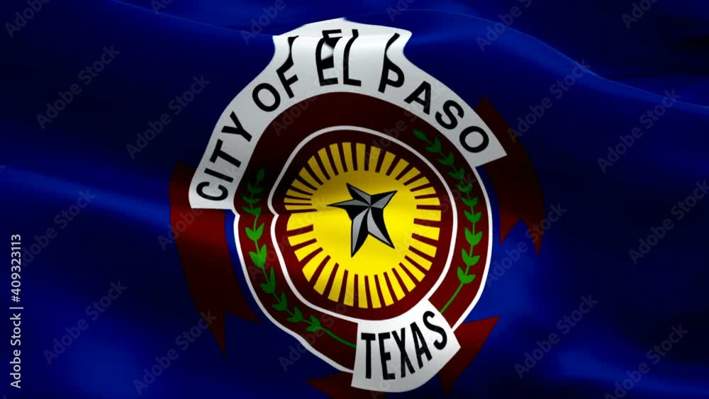 El Paso Texas US city flag waving in wind video footage Full HD