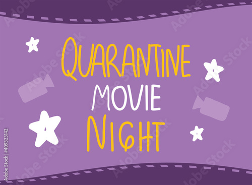 Quarantine movie night vector design