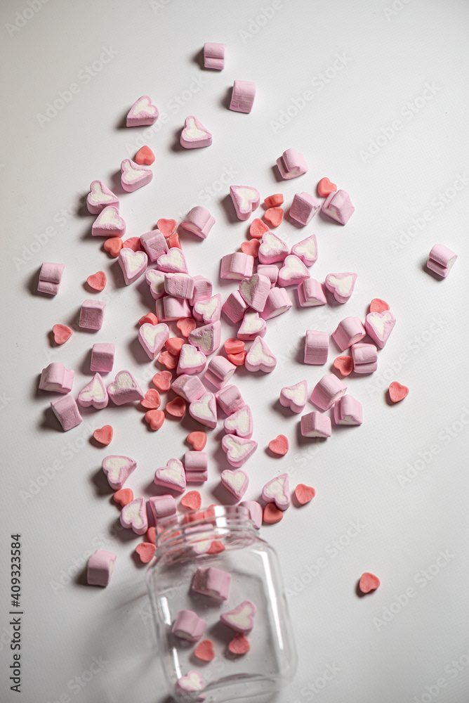 Marshmallows in the shape of a heart for Valentine's Day Marshmallows in the shape of a heart for Valentine's Day