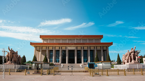 Mausoleum of Mao Zedong on Tien an men square in center of Beijing, China. photo