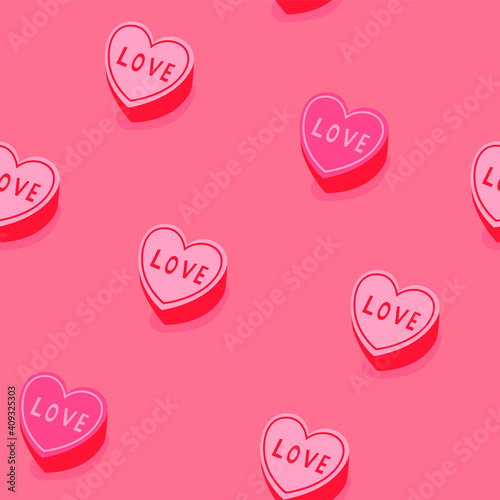 Valentine's Day pink heart candy seamless pattern
