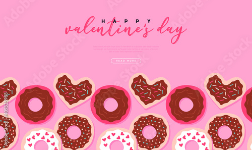 Valentine's Day pink heart donut card template