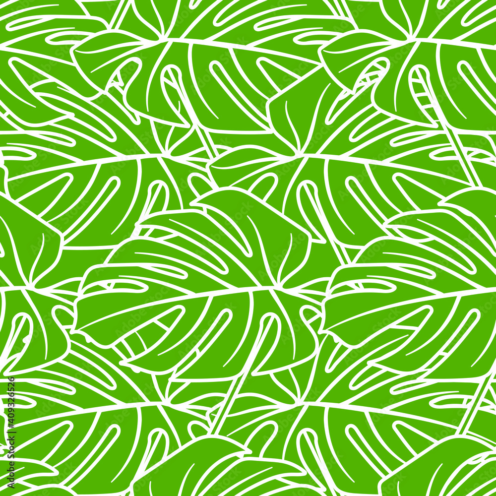 Monstera leaf seamless tropical pattern. Vector stock illustration eps 10. 