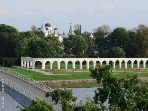 Russia. Veliky Novgorod. The Kremlin.   Shopping centers is the second center in the city of Veliky Novgorod. Yaroslav's yard. photo