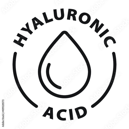 hyaluronic acid black and white outline badge icon