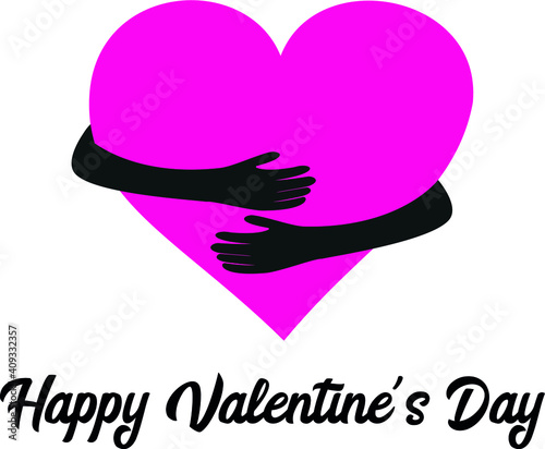 Greeting card with hugging heart for Valentine's Day, Mother's Day, Father's Day, birthday or wedding. Sweet and emotional simple vector illustration.