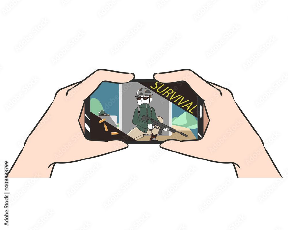 スマホ 両手持ち ゲーム サバイバルゲーム Stock Vector Adobe Stock