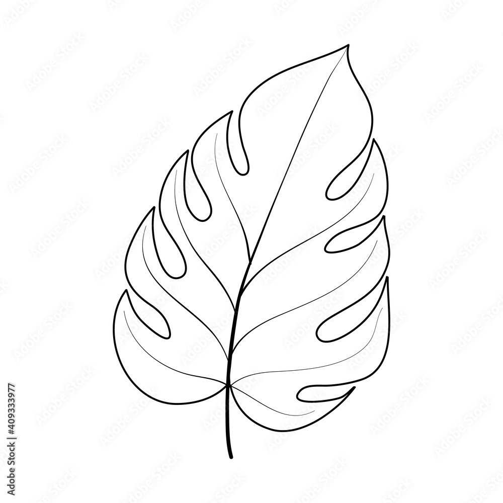 Palm Leaf Single Silhouette. Vector illustration on white background