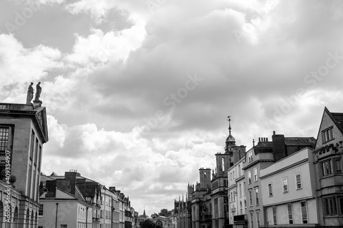 View on Oxford city from city tour bus. Oxford, United Kingdom, Europe.
