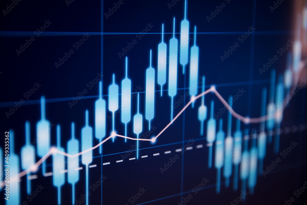 Stock market trading investment candlestick graph. Finance and economy concept Stock market trading investment candlestick graph. Finance and economy concept