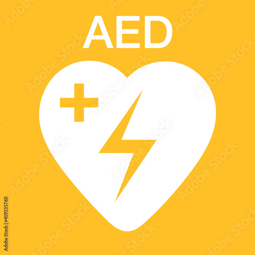 AED symbol icon. Heart first aid defibrillator sign.