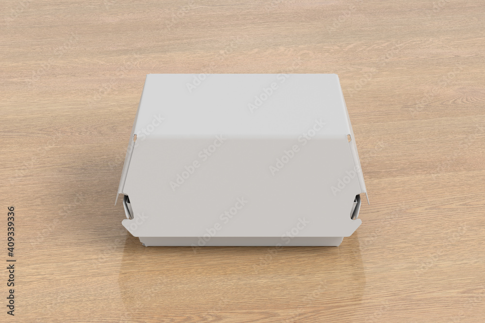 A white food box mock up, packaging for hamburger, lunch, fast food, burger and sandwich A white food box mock up, packaging for hamburger, lunch, fast food, burger and sandwich
