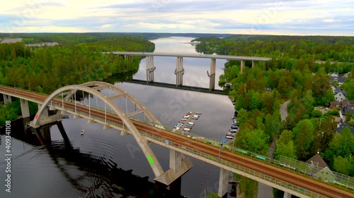 Wallpaper Mural Aerial, Train bridge over canal in Stockholm, Sweden Torontodigital.ca