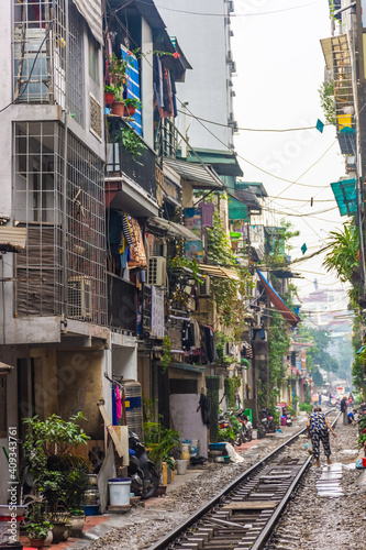 HANOI, VIETNAM, 4 JANUARY 2020: The Train Street of Hanoi