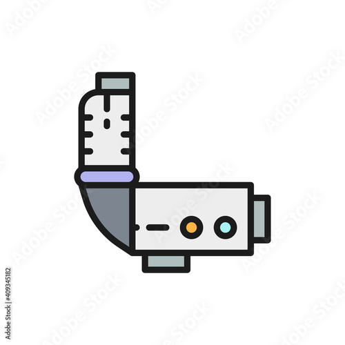 Colposcopy equipment, gynecology device flat color line icon.