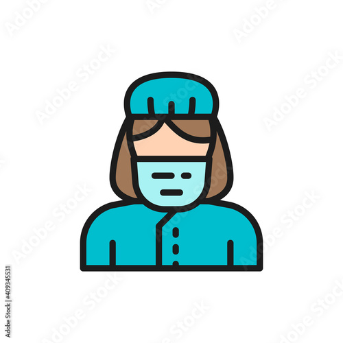 Gynecologist, obstetrician, doctor flat color line icon. photo