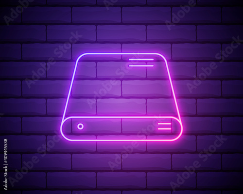 hard disk neon icon. Simple thin line, outline vector of web, minimalistic icons for UI and UX, website or mobile application