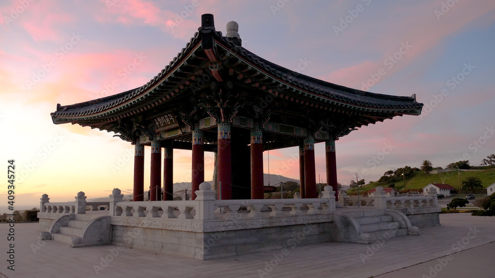 Korean Pagoda bell at night