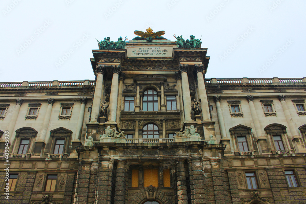  old building of the Austrian National Library in the imperial palace complex of Hofsburg. The building was built during the Habsburg dynasty.