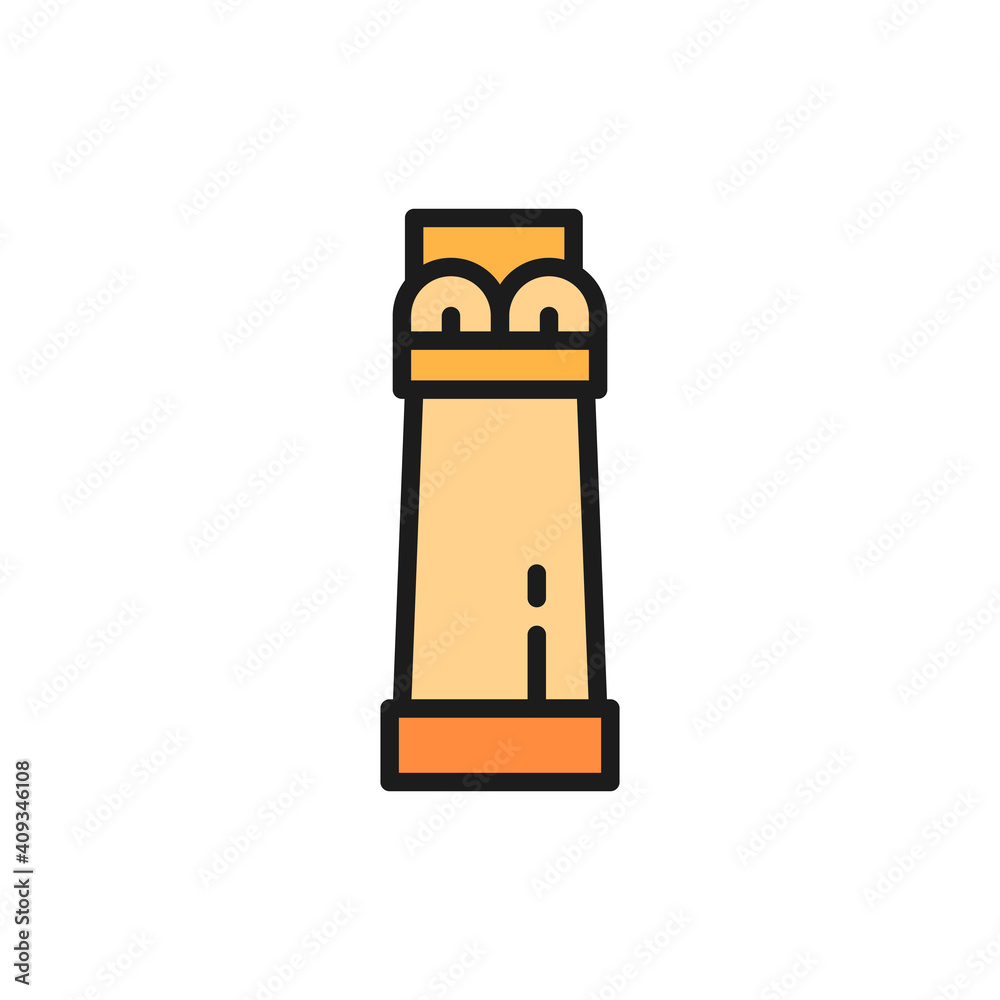 Ancient egyptian column flat color line icon. Isolated on white background