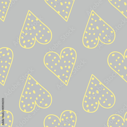 Sweet Hearts background seamless vector yellow hearts on gray background 2021 color of the year surface pattern design