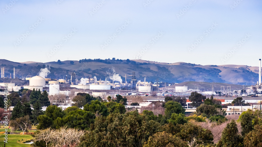 Oil refinery located in Contra Costa County, East San Francisco Bay Area, California