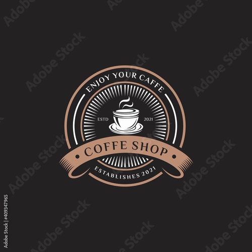 Coffee shop logo design template. Retro coffee emblem. Vector art.
