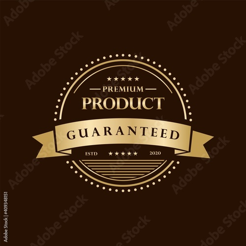 Customer 100% Satisfaction Guarantee Certification Badge in Gold and Silver. Shining Quality Emblems of Product Packaging. 