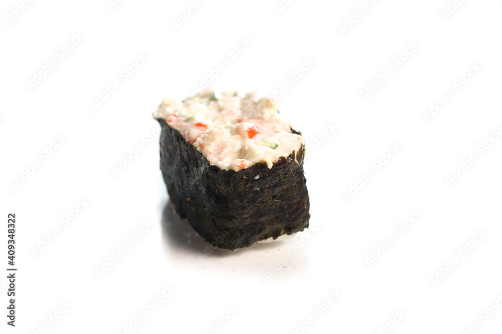 Favorite food of the east which is sushi isolated with white background. Favorite food of the east which is sushi isolated with white background.