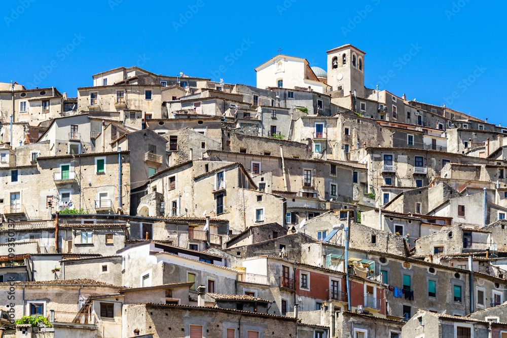 Typical houses of Morano Calabro, one of the most beautiful villages of Calabria region, Italy