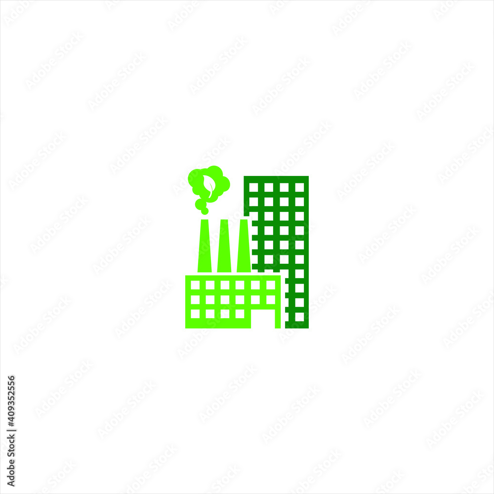 Green eco production. Eco friendly factory icon. Isolated vector illustration. Green eco production. Eco friendly factory icon. Isolated vector illustration.