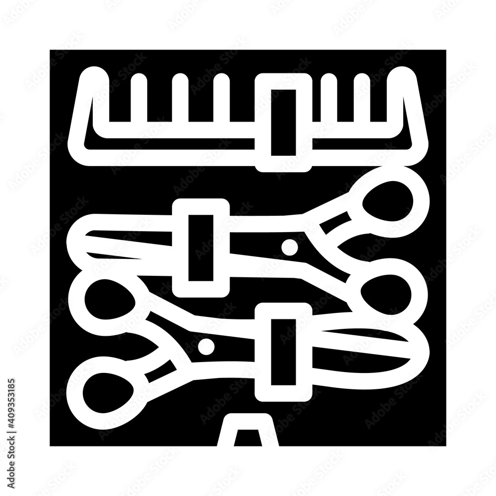 scissors and comb groomer set glyph icon vector illustration scissors and comb groomer set glyph icon vector illustration