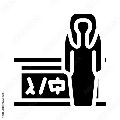 mummy museum exhibit glyph icon vector illustration