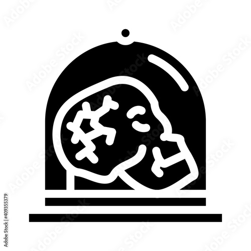 skull museum exhibit glyph icon vector illustration