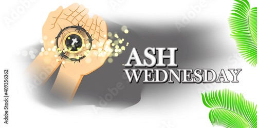 vector illustration of concept for Ash Wednesday wishes greeting , banner, poster