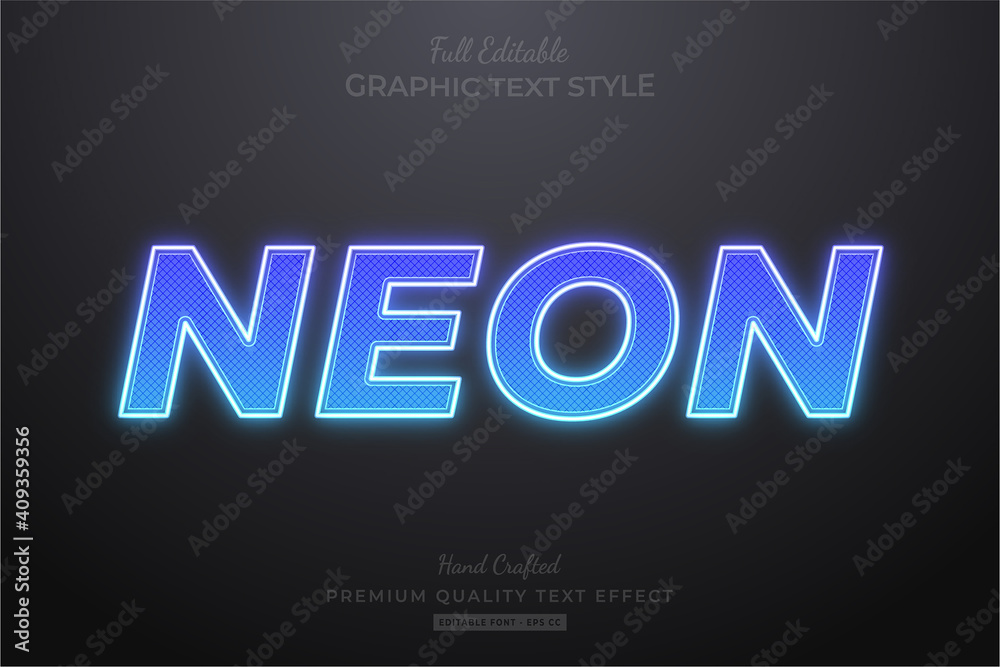 Neon Blue Editable Text Effect Font Style