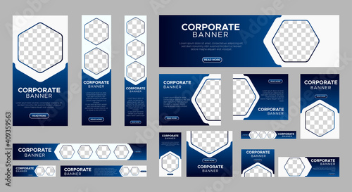 Abstract banner design web template Set, Horizontal header web banner. Modern Gradient Blue cover header background for website design, Social Media Cover ads banner, flyer, invitation card
