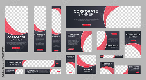 Abstract banner design web template Set, Horizontal header web banner. Modern gradient black cover header background for website design, Social Media Cover ads banner, flyer, invitation card