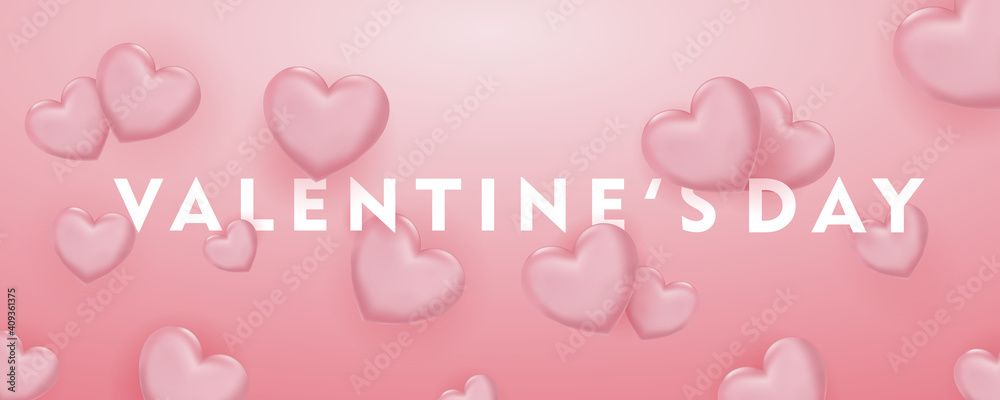 Happy saint valentine's day, pink hearts, Celebration card, vector illustration