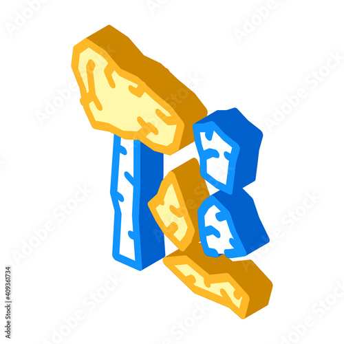 stone age things museum exhibit isometric icon vector illustration