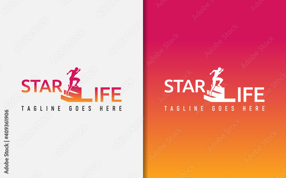 Star Life Motivation Logo Design. Usable For Business, Community, Foundation, Tech, Services Company. Vector Logo Design Illustration.