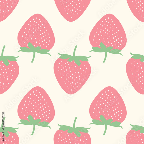 Seamless childish pattern with colorful strawberry vector background. Creative fruits texture for fabric,
wrapping, textile, wallpaper, apparel. Surface pattern design.