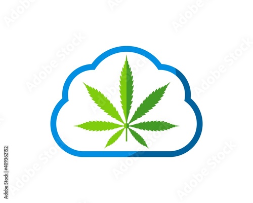 Simple cloud with cannabis leaf inside