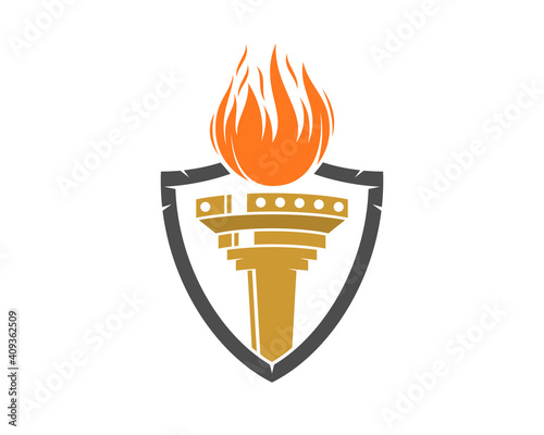 Flame torch inside the shield protection