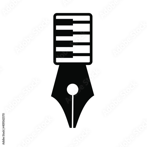 Songwriter Logo concept pen nib with keyboard icon vector illustration flat design