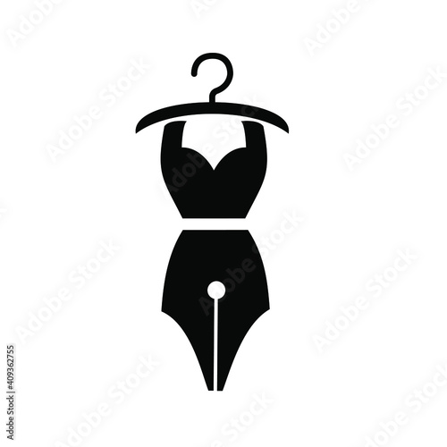 fashion pen logo concept clothing with pen nib vector icon illustration design
