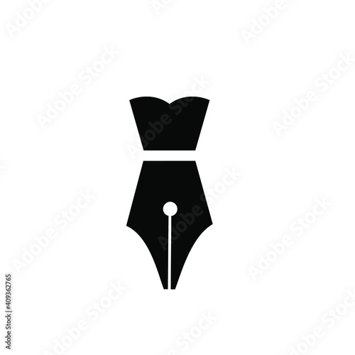 fashion pen logo concept clothing with pen nib vector icon illustration design
